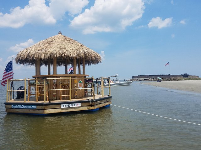 A Charleston Harbor Tour On A Polynesian Style Real Bamboo Motorized Tiki Bar. - thumb 3